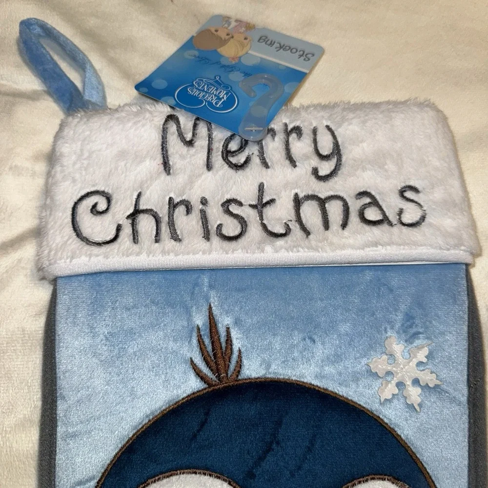 Precious Moments‎ Penguin Merry Christmas Stocking Blue White 2016 19